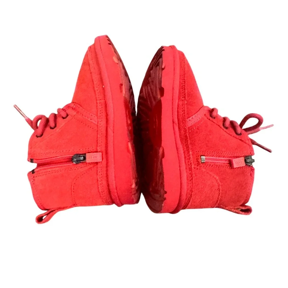 UGG Kids Neumel Zip Boots Red Suede Shearling Lined Size 10 Toddler Shoes